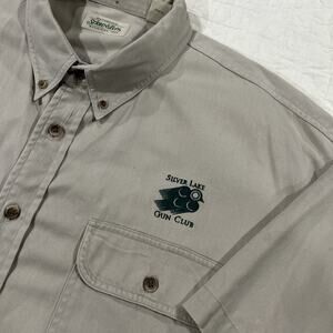 Vintage St. Johns Bay Short Sleeve Button Up Shirt Size 2XL Tan Silverlake LA
